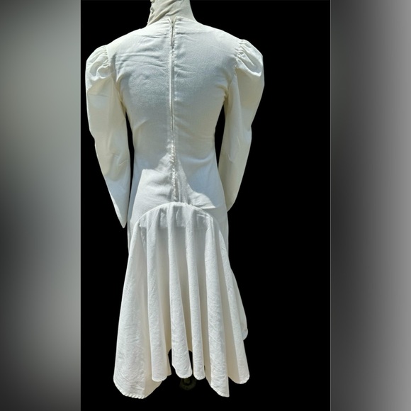 Vtg 80s Gunne Sax Style White Mutton Sleeve Midi Dress Lace Sz S Cottage Prairie - Picture 2 of 9